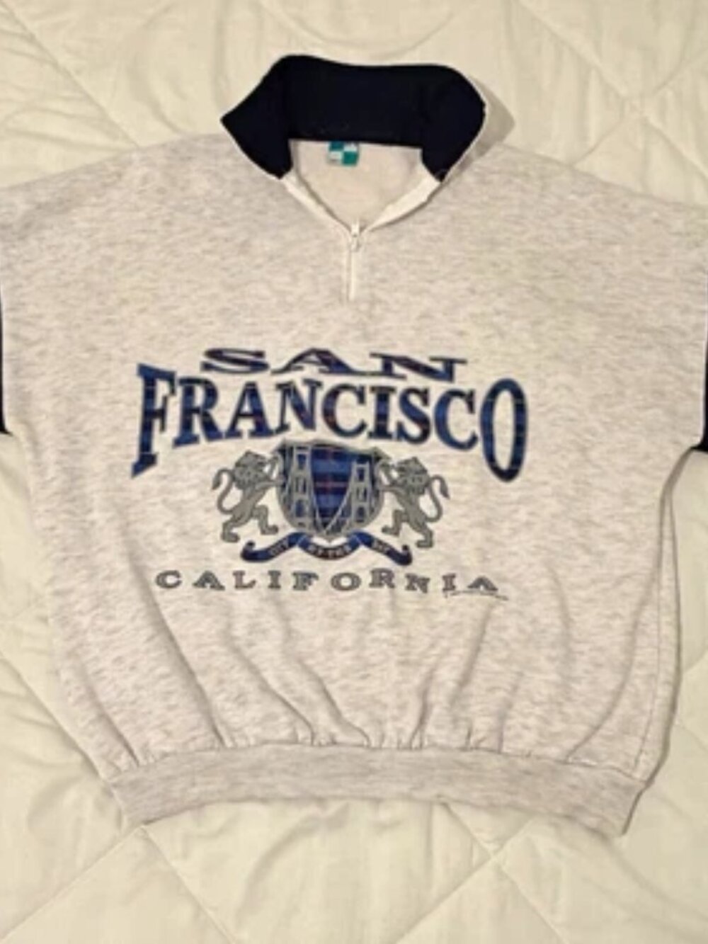 Vintage 90s San Francisco California Sweatshirt Mens L Andy Quarter Zip USA